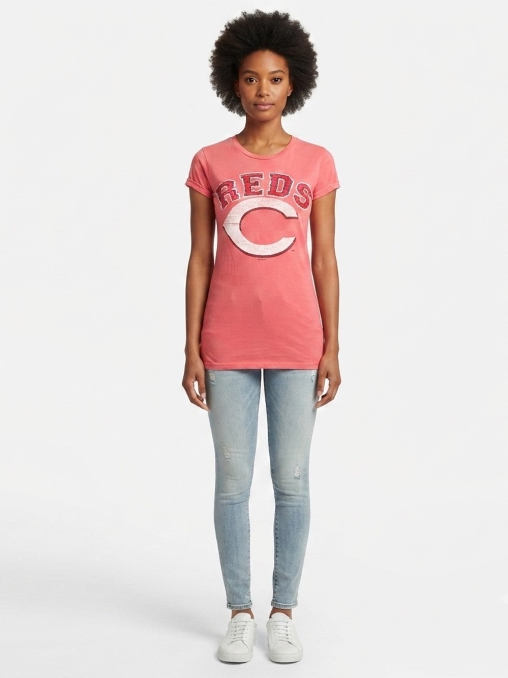 5th & Ocean Pink Cincinnati Reds Tee Shirt Small